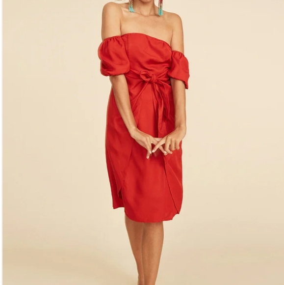 LPA | Red Off Shoulder Mini Dress - Picture 3 of 13